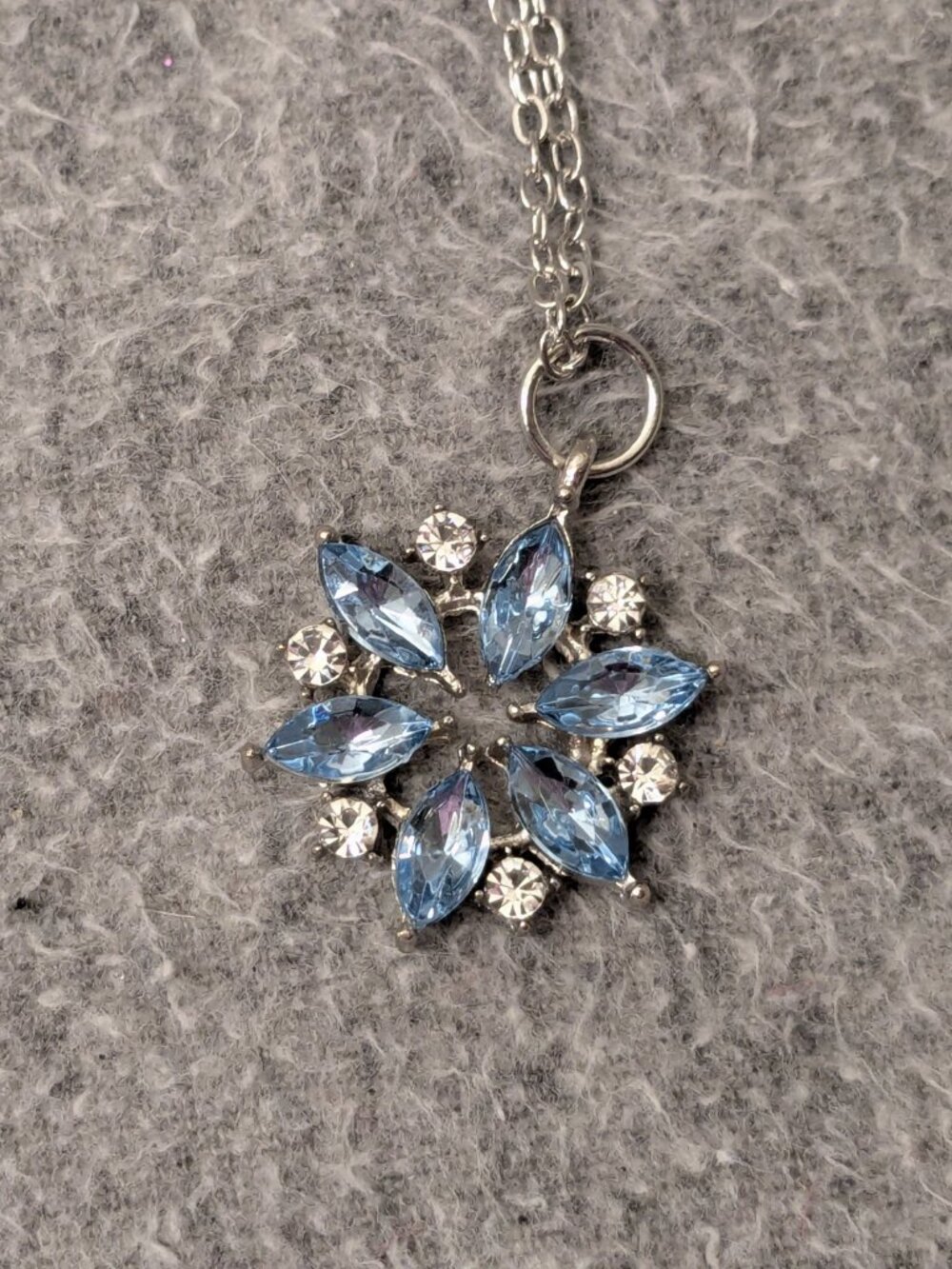 New!  Light Blue Snowflake Necklace Pendant